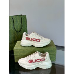 Gucci Ivory Leather Logo Printed Trainers