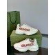 Gucci Ivory Leather Logo Printed Trainers Pair Display Gucci Ivory Leather Logo Printed Trainers lateral view