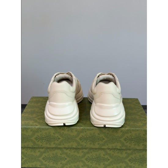 Gucci Ivory Leather Double G Chunky Trainers heel back view