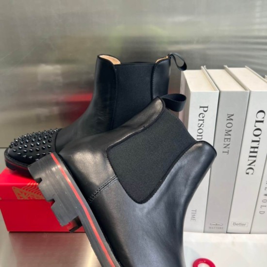 Close-up of spiked toe on Christian Louboutin Men's Chelsea Boots