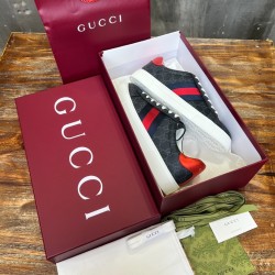Gucci Ace Monogram Low Top Trainers Charcoal Grey Gucci Ace Monogram Low Top Trainers Charcoal Grey
