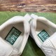 Gucci White Leather Low Top Trainers Interior Detail in white and green Gucci White Leather Low Top Trainers interior lining and branded footbed close-up in white and green
