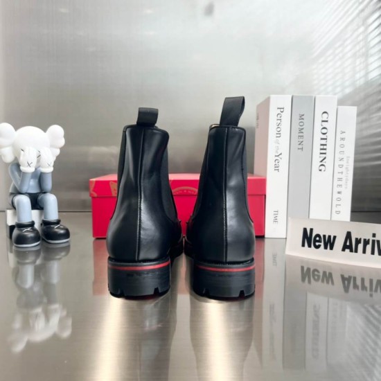 Rear view of Christian Louboutin Men's Spiked Chelsea Boots