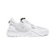Side View of White and Grey Fendi Flow Low-Top Trainer Lateral side view of the Fendi Flow Bicolor Suede Low-Top Trainers in white and grey suede with side zip closure.