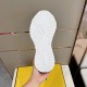 Outsole Tread Pattern of Fendi Flow Trainer in white and grey Underside view of the white rubber sole showing the embossed tread pattern in white and grey