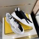 Top View of Fendi Flow Bicolor Trainers in white and grey Top-down view of black and white Fendi Flow low-top trainers showing opposite side profiles in white and grey