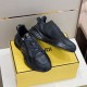 Fendi Flow Black Leather Low Top Trainers showing medial and lateral sides