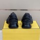Rear view of Fendi Flow Black Leather Low Top Trainers highlighting heel pull tabs