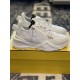 Fendi Flow White Caiman Trainers on Box Pair of white Fendi Flow caiman leather trainers resting on yellow shoe box