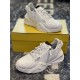 Angled Pair View Fendi Flow White Trainers Top angled view of both white Fendi Flow caiman trainers with yellow box