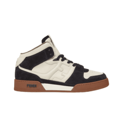 Fendi Match High Top Leather Trainers In Black And White