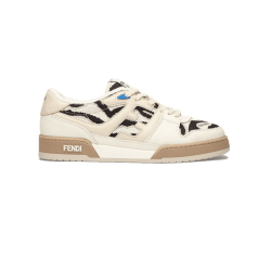 Fendi Match Low Top Trainers In Cream And Zebra Print