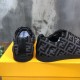 Fendi Trainers Heel Detail in grey Rear heel view of grey and black Fendi tech fabric low top trainers