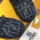 Fendi Monogram Toe Cap View in grey Top-down view of grey monogram toe caps on Fendi low top trainers