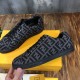 Fendi Grey Trainers Angled View Angled side shot of Fendi grey technical fabric low top sneakers