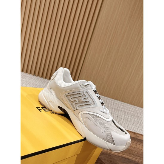 Replica Fendy Faster  White Nubuck Leather Low Tops – Fds019 Uk - 9367 - Buddha Luxury