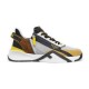 Full lateral studio view of the Fendi Flow low-top trainer in yellow, white, and brown in multicolour and white