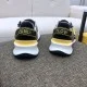 Rear view of both Fendi Flow trainers displaying the branded heel straps in multicolour and white