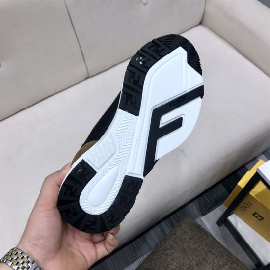 Underside view of the Fendi Flow trainer sole detailing the black and white rubber tread pattern in multicolour and white
