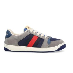 Gucci Screener Grey Suede Web Detail Trainers
