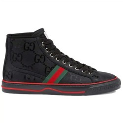 Gucci Off The Grid High Top Black Canvas Trainers Jacquard Upper
