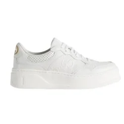 Gucci Embossed Monogram White Leather Low Top Trainers Premium