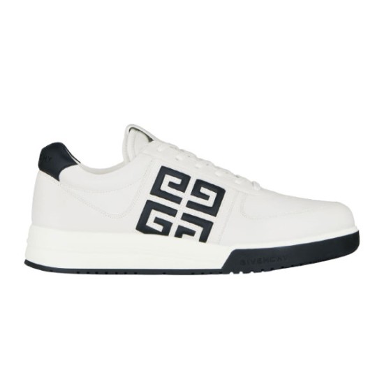 Givenchy G4 Leather Trainers Side Profile in white and black Side profile view of Givenchy G4 Leather Trainers In White And Black on white background