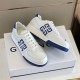 Givenchy G4 Low Top Leather Trainers In White And Blue angled pair shot