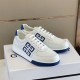 Givenchy G4 Low Top Leather Trainers In White And Blue pair view on shoe box