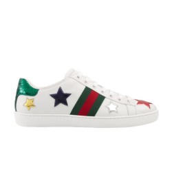 Gucci Ace Embroidered Leather Low Top Trainers White