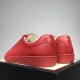 Gucci Ace Red Trainers Heel View in red and white Rear view of Gucci Ace Red Trainers highlighting gold-tone heel branding in red and white