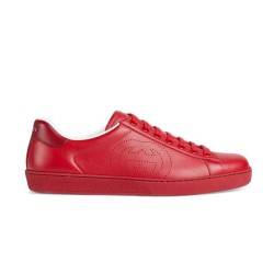 Gucci Ace Perforated Leather Low-Top Red Trainers