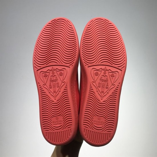 Gucci Ace Red Trainers Outsole View in red and white Underneath view of Gucci Ace Red Trainers displaying textured sole tread in red and white
