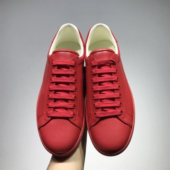 Gucci Ace Red Low-Top Trainers Top View in red and white Top-down view of Gucci Ace Red Low-Top Trainers showcasing red laces in red and white