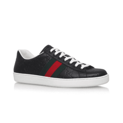 Gucci Ace Embossed Leather Low Top Trainers Black