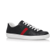 Gucci Ace Embossed Leather Low Top Trainers Black Profile View Gucci Ace Embossed Leather Low Top Trainers Black side profile view
