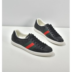 Gucci Ace Embossed Leather Low Top Trainers Black Gucci Ace Embossed Leather Low Top Trainers Black