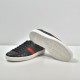 Gucci Ace Embossed Leather Low Top Trainers Black Sole View Underside tread pattern and sole of Gucci Ace Embossed Leather Low Top Trainers Black