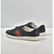 Gucci Ace Embossed Leather Low Top Trainers Black Rear Perspective Rear three-quarter perspective of Gucci Ace Embossed Leather Low Top Trainers Black