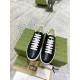 Gucci Ace Black Trainers Top-Down View in black and red Pair of Gucci Ace black embossed trainers viewed from directly above in black and red