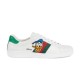 Full side profile of white Gucci Ace x Disney Donald Duck leather trainer