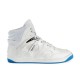 Gucci Basket High-Top Studio Profile in white and blue Gucci Basket High-Top Leather Trainer full lateral view in white and blue
