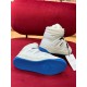 Gucci Basket Trainer Sole View in white and blue Gucci high-top trainers showing blue outsole with embossed bee motif in white and blue