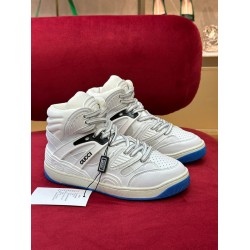 Gucci Basket High-Top Leather Trainers In White And Blue Gucci Basket High-Top Leather Trainers In White And Blue