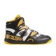 Gucci Basket High-Top Trainers in black and yellow shown from side profile view