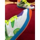Detailed view of the perforated purple toe cap and blue midsole on Gucci Basket High-Top Leather Trainers in multicolour and white