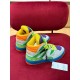 Rear and side view of Gucci Basket High-Top Leather Trainers Multicolour High Sneakers highlighting orange collars in multicolour and white