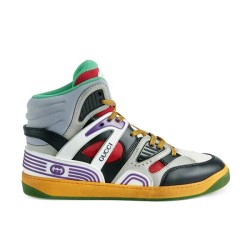 Gucci Basket High Top Multicolour Panel Leather Trainers