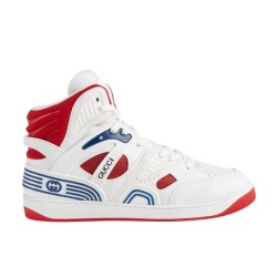 Gucci Basket High Top Trainers White Red Blue