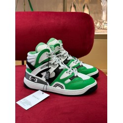 Gucci Basket High-Top Green Leather Panel Trainers Gucci Basket High-Top Green Leather Panel Trainers